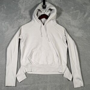 Frank‎ Eileen Tee Lab Hoodie Womens Medium White Pullover Distressed Raw Hem USA